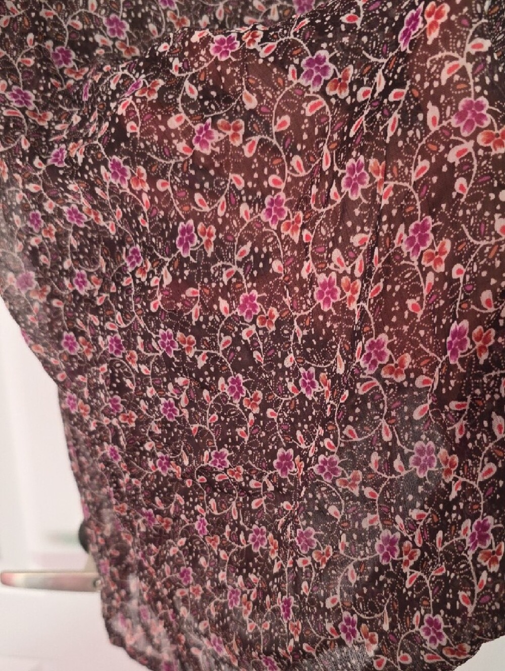 Floral Pink & Black Short Sleeve Shift Dress - Picture 2 of 2